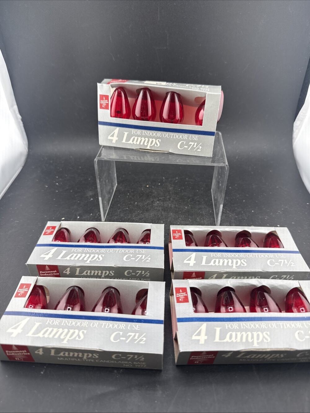 Vintage Foremost C-7 1/2 Red Christmas Light Bulbs Candelabra 4-Pack Lot Of 5